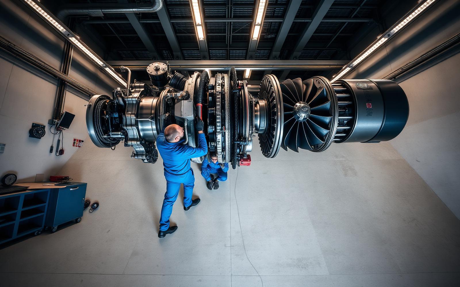 Mecánica Rotativa engineers overhauling a gas turbine